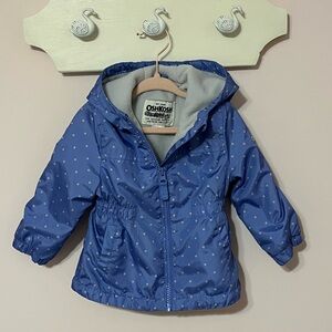 OshKosh B'gosh Blue Polka Dot Fleece lined rain jacket